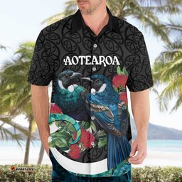 Personalised Valentine's Day New Zealand Hawaiian Shirt Tui Bird Couple Kowhaiwhai Mix Pohutukawa LT14