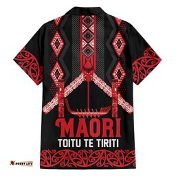 Toitu Te Tiriti Waitangi Hawaiian Shirt Black Wharenui House LT9