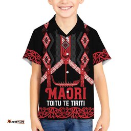 Toitu Te Tiriti Waitangi Hawaiian Shirt Black Wharenui House LT9