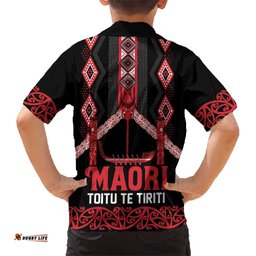 Toitu Te Tiriti Waitangi Hawaiian Shirt Black Wharenui House LT9