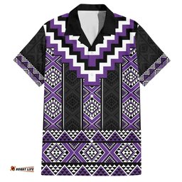 Purple Taniko Pattern Aotearoa Hawaiian Shirt Niho Taniwha Mix Poutama LT14