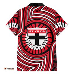 St Kilda Football Club Hawaiian Shirt Indigenous Monochrome Dot Art Mascot Style TS04