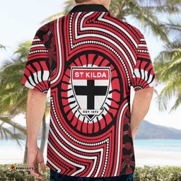 St Kilda Football Club Hawaiian Shirt Indigenous Monochrome Dot Art Mascot Style TS04