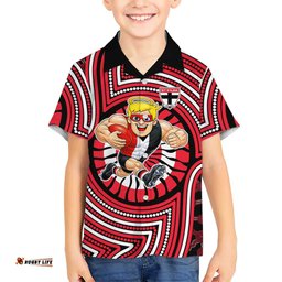 St Kilda Football Club Hawaiian Shirt Indigenous Monochrome Dot Art Mascot Style TS04
