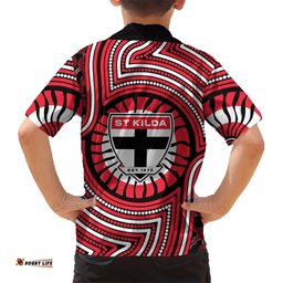 St Kilda Football Club Hawaiian Shirt Indigenous Monochrome Dot Art Mascot Style TS04