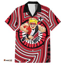 St Kilda Football Club Hawaiian Shirt Indigenous Monochrome Dot Art Mascot Style TS04