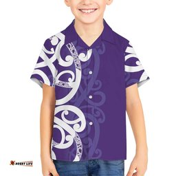 Violet Green Maori Hawaiian Shirt Koru Kowhaiwhai LT7