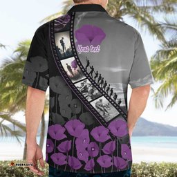 Personalised Remembering ANZAC Lest We Forget Hawaiian Shirt Vintage Film Frame Memorial Purple Poppy LT9