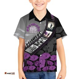 Personalised Remembering ANZAC Lest We Forget Hawaiian Shirt Vintage Film Frame Memorial Purple Poppy LT9
