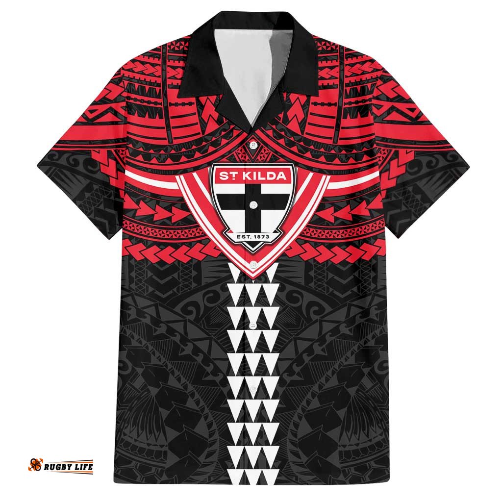 Personalized St Kilda Saints Hawaiian Shirt Polynesian Tribal Pattern Heritage Football TS04