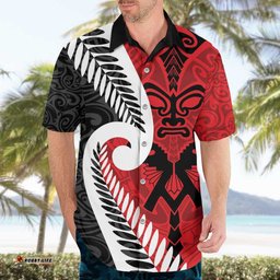 Silver Fern Koru Swirls with Maori Ta Moko Hawaiian Shirt LT9