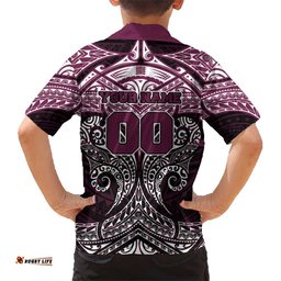 Personalized Manly Warringah Sea Eagles Hawaiian Shirt Polynesian Tribal Pattern Style TS04