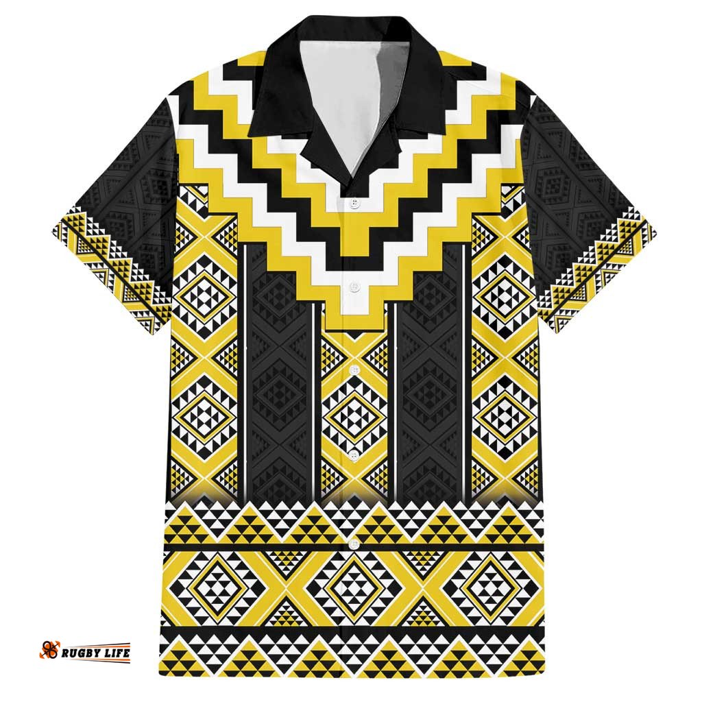 Yellow Taniko Aotearoa Hawaiian Shirt Niho Taniwha Mix Poutama LT14