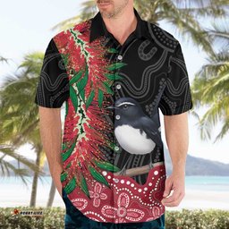 Willie wagtail Australia Hawaiian Shirt Aussie Bottlebrushes Aboriginal Art LT14