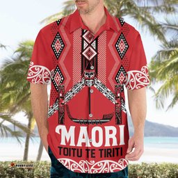 Toitu Te Tiriti Waitangi Hawaiian Shirt Red Wharenui House LT9