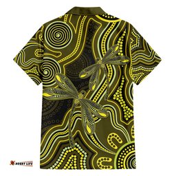 Yellow Indigenous Dragonfly Australia Hawaiian Shirt Aboriginal Art LT14