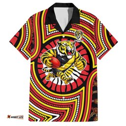 Richmond Football Club Hawaiian Shirt Indigenous Monochrome Dot Art Mascot Style TS04