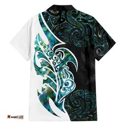 Proud Aotearoa Hawaiian Shirt Maori Silver Fern Mix Paua Shell Pattern LT14