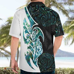 Proud Aotearoa Hawaiian Shirt Maori Silver Fern Mix Paua Shell Pattern LT14