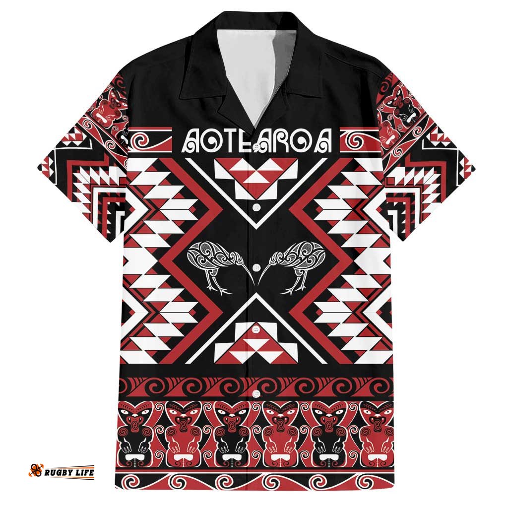 Personalised Taniko Motifs Aotearoa Hawaiian Shirt Waitangi Kowhaiwhai Kiwi LT7
