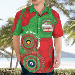Rabbitohs NAIDOC Week 2026 Personalised Hawaiian Shirt 50 Years of Deadly Aboriginal Art LT14