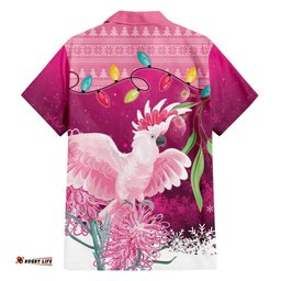 Pink Cockatoo Australia Christmas Hawaiian Shirt Grevillea Eucalyptus Blossoms LT14