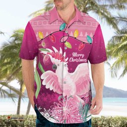 Pink Cockatoo Australia Christmas Hawaiian Shirt Grevillea Eucalyptus Blossoms LT14