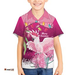Pink Cockatoo Australia Christmas Hawaiian Shirt Grevillea Eucalyptus Blossoms LT14