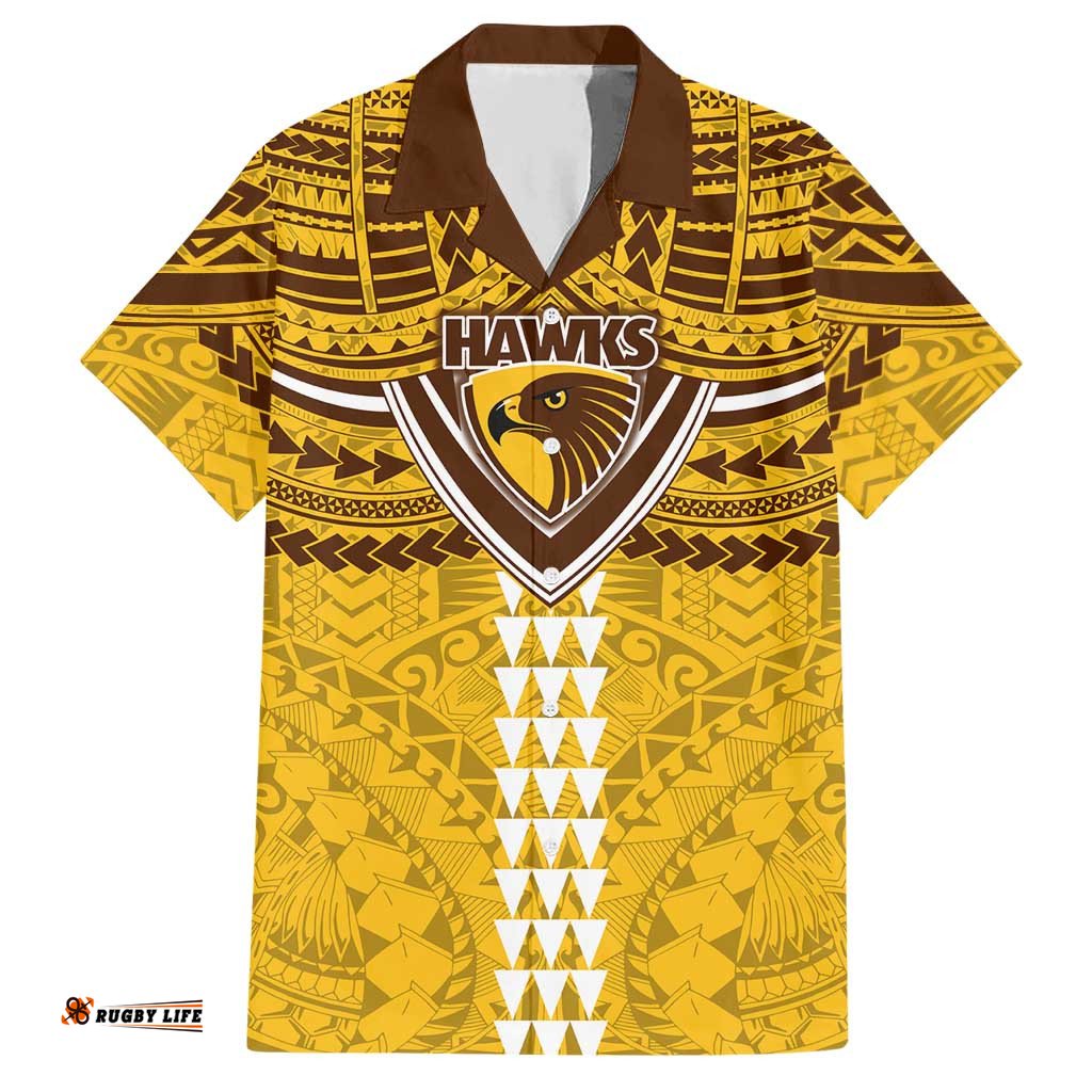 Personalized Hawthorn Hawks Hawaiian Shirt Polynesian Tribal Pattern Heritage Football TS04