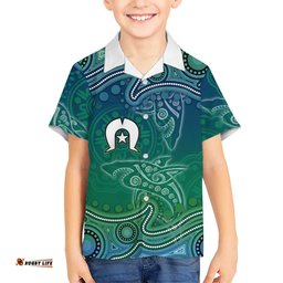 Torres Strait Islands Hawaiian Shirt Shark Indigenous Australian Tribal Dot Art TS04
