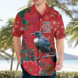 Tui Meri Kirihimete Personalised Hawaiian Shirt Pohutukawa Flowers Red Motif LT9