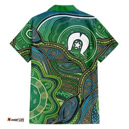 Torres Strait Islands Hawaiian Shirt Indigenous Ocean Wave Dot Green Color TS04