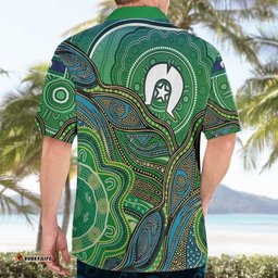 Torres Strait Islands Hawaiian Shirt Indigenous Ocean Wave Dot Green Color TS04