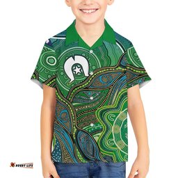 Torres Strait Islands Hawaiian Shirt Indigenous Ocean Wave Dot Green Color TS04