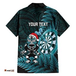 Personalised New Zealand Darts Christmas Hawaiian Shirt Maori Fern Merry Dartsmas LT14