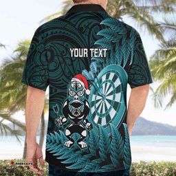 Personalised New Zealand Darts Christmas Hawaiian Shirt Maori Fern Merry Dartsmas LT14