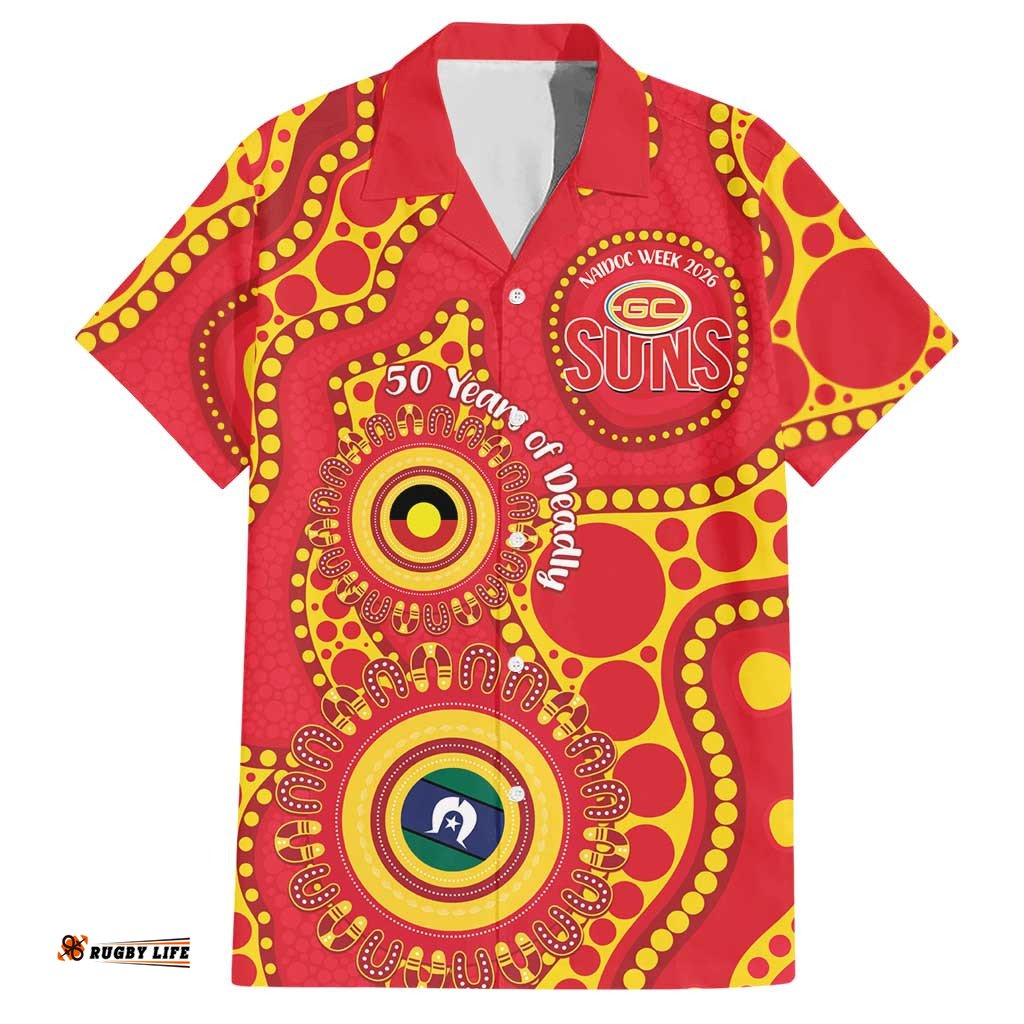 Suns NAIDOC Week 2026 Personalised Hawaiian Shirt 50 Years of Deadly Aboriginal Art LT14