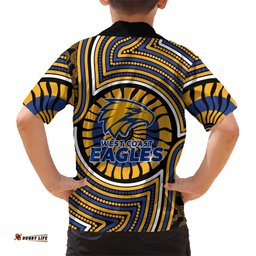 West Coast Eagles Hawaiian Shirt Indigenous Monochrome Dot Art Mascot Style TS04