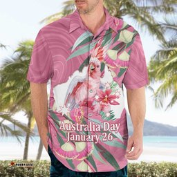 Pink Cockatoo Australia Day Hawaiian Shirt Proud To Be An Aussie Opal Eucalyptus Blossoms LT14