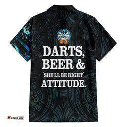 Personalized New Zealand Darts Beer Hawaiian Shirt Paua Shell Aotearoa Maori Tattoo LT14