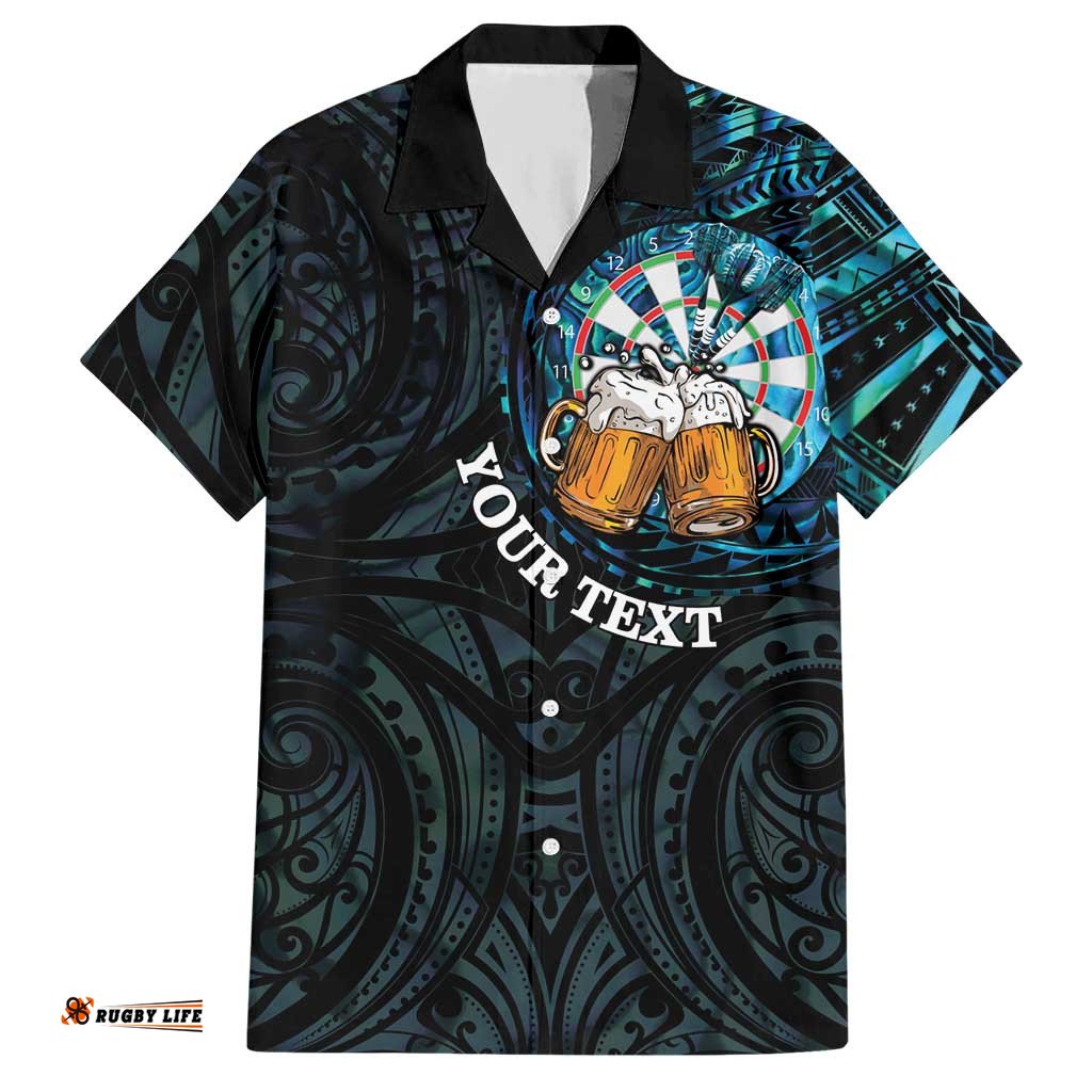Personalized New Zealand Darts Beer Hawaiian Shirt Paua Shell Aotearoa Maori Tattoo LT14