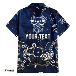 Personalized Geelong Cats Hawaiian Shirt Aboriginal Dot Painting Graffiti Style TS04