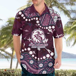 Personalized Manly Warringah Sea Eagles Hawaiian Shirt Aboriginal Pattern with Graffiti Style Design TS04