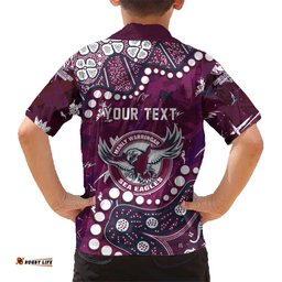 Personalized Manly Warringah Sea Eagles Hawaiian Shirt Aboriginal Pattern with Graffiti Style Design TS04