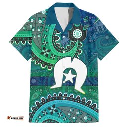 Torres Strait Islands Hawaiian Shirt Dhari Emblem Vibrant Teal Indigenous TS04
