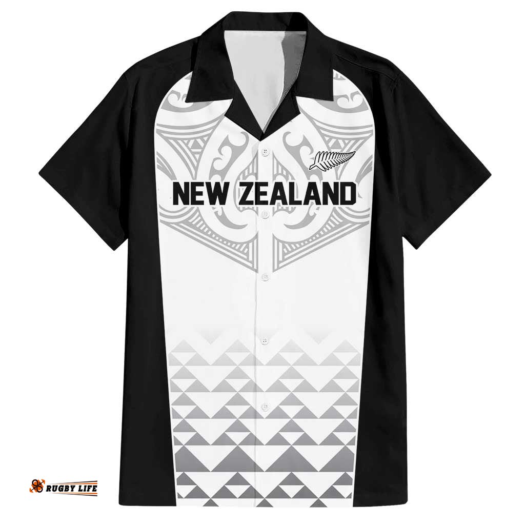 World Football 2026 New Zealand Custom Hawaiian Shirt All White Fern Maori Tribal LT9