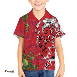 Personalised New Zealand Koru Pohutukawa Hawaiian Shirt Meri Kirihimete Aroha for Christmas LT9