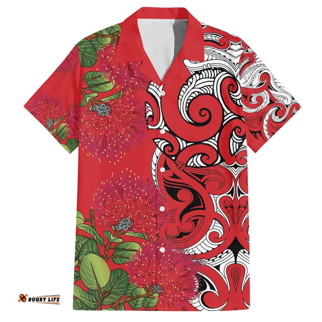 Personalised New Zealand Koru Pohutukawa Hawaiian Shirt Meri Kirihimete Aroha for Christmas LT9