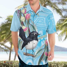 Willie wagtail Australia Hawaiian Shirt Eucalyptus Blossoms Aboriginal Art LT14
