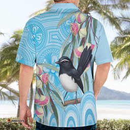 Willie wagtail Australia Hawaiian Shirt Eucalyptus Blossoms Aboriginal Art LT14